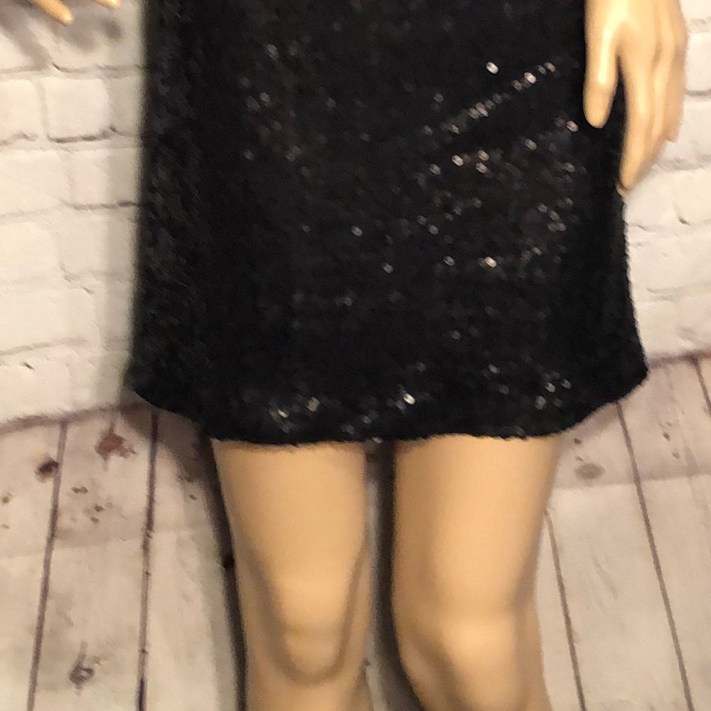 LC Lauren Conrad Black Sequined Skater Skirt Large EUC - Picture 4 of 9
